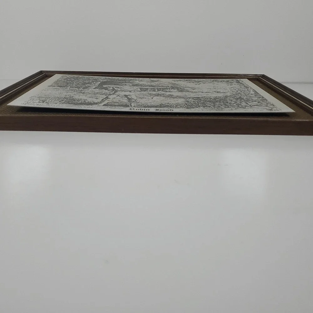 VTG Stow Green Robin Hood Engraved Brushed Aluminum Wall Plaque Framed England